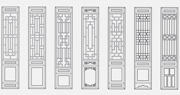 黔东南常用中式仿古花窗图案隔断设计图