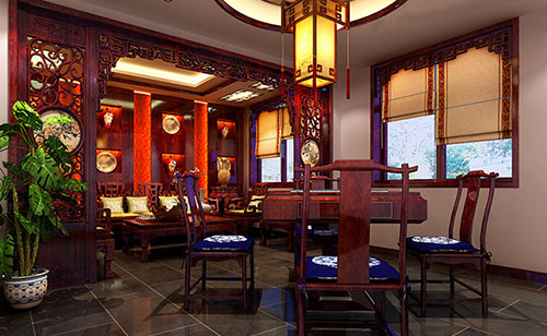 黔东南古典中式风格茶楼包间设计装修效果图