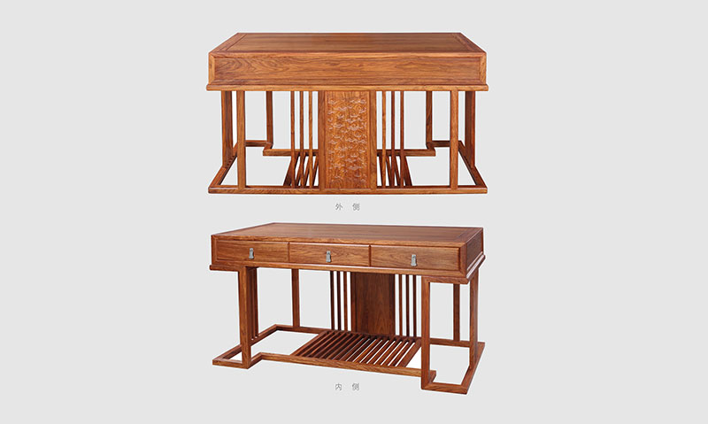 黔东南 别墅中式家居书房装修实木书桌效果图